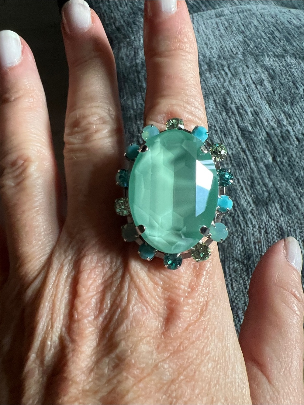 Mint Oval Cocktail Ring — Women Jewelry